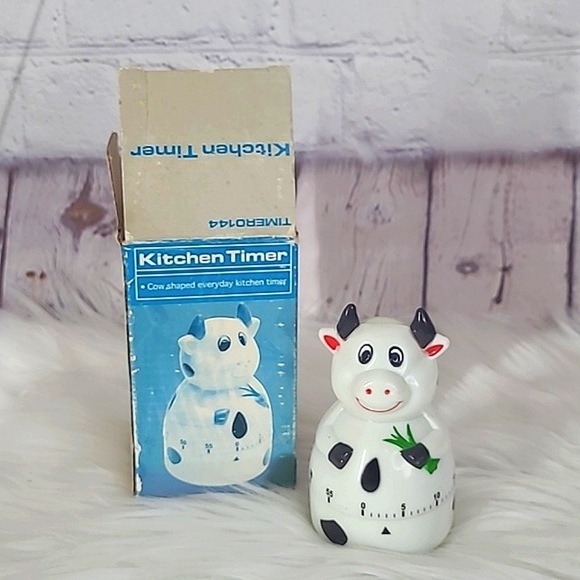 Y2K Plastic Cow Heifer Shaped Twist Action Minutes Kitchen Timer In Original Box - Picture 1 of 12